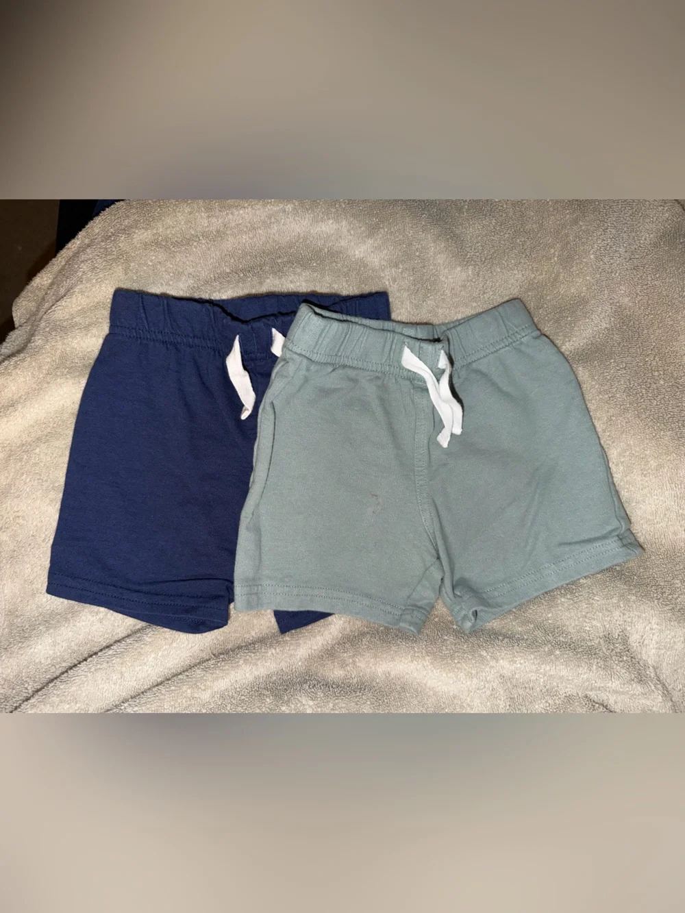 Carter's Knit Drawstring Shorts - Navy & Light Blue